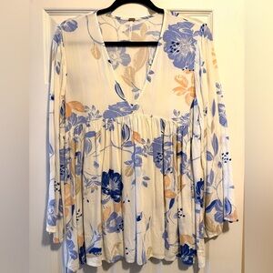 Free People Floral V-Neck Babydoll Tunic